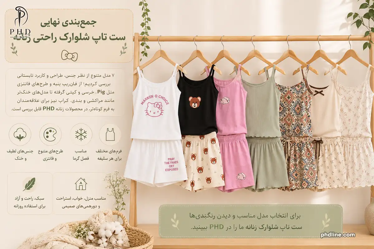 ست تاپ شلوارک راحتی زنانه
