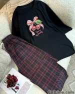 ست تیشرت شلوار Bow Cherry - تصویر 2
