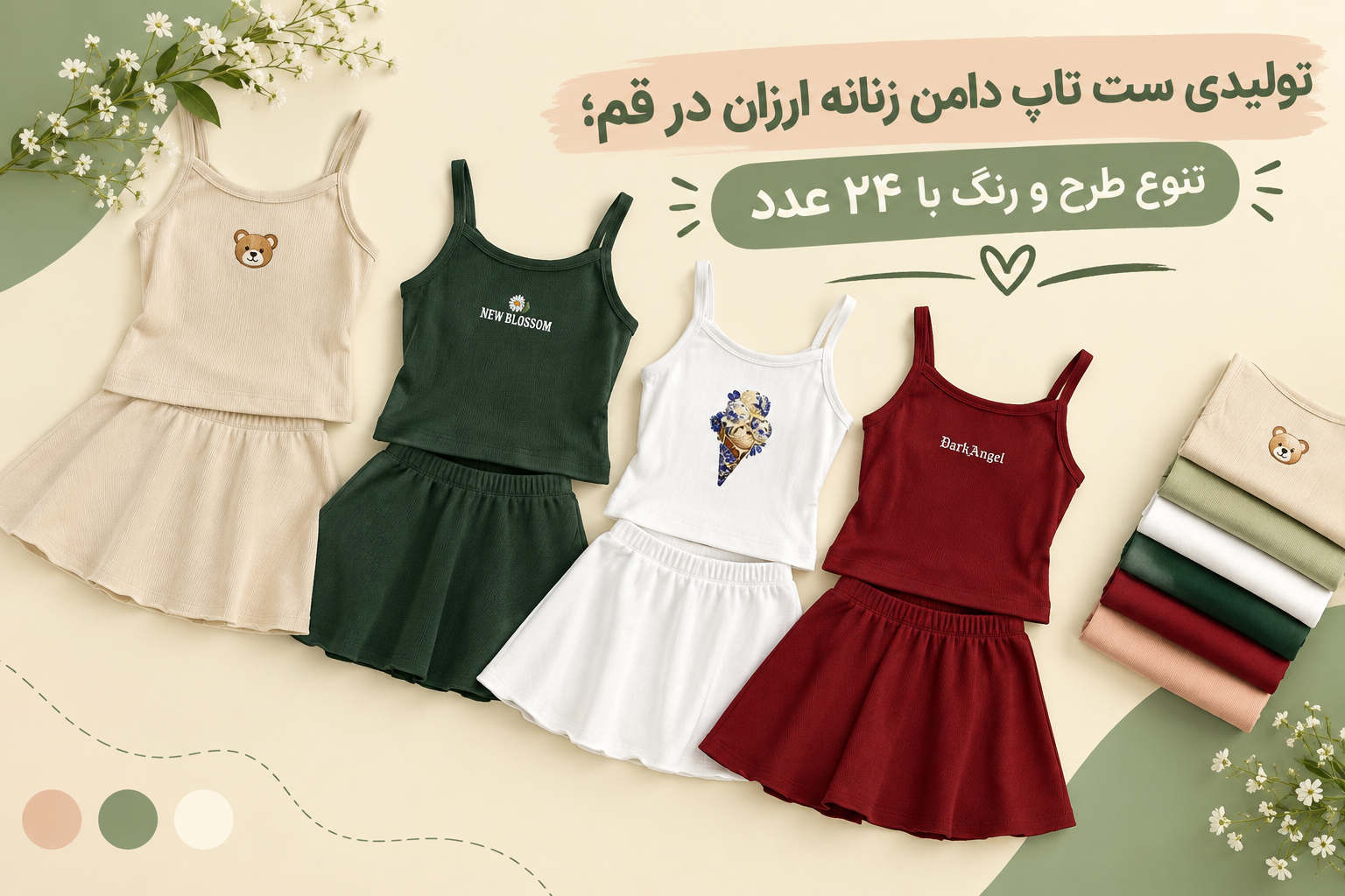 تولیدی ست تاپ دامن زنانه ارزان در شهر قم