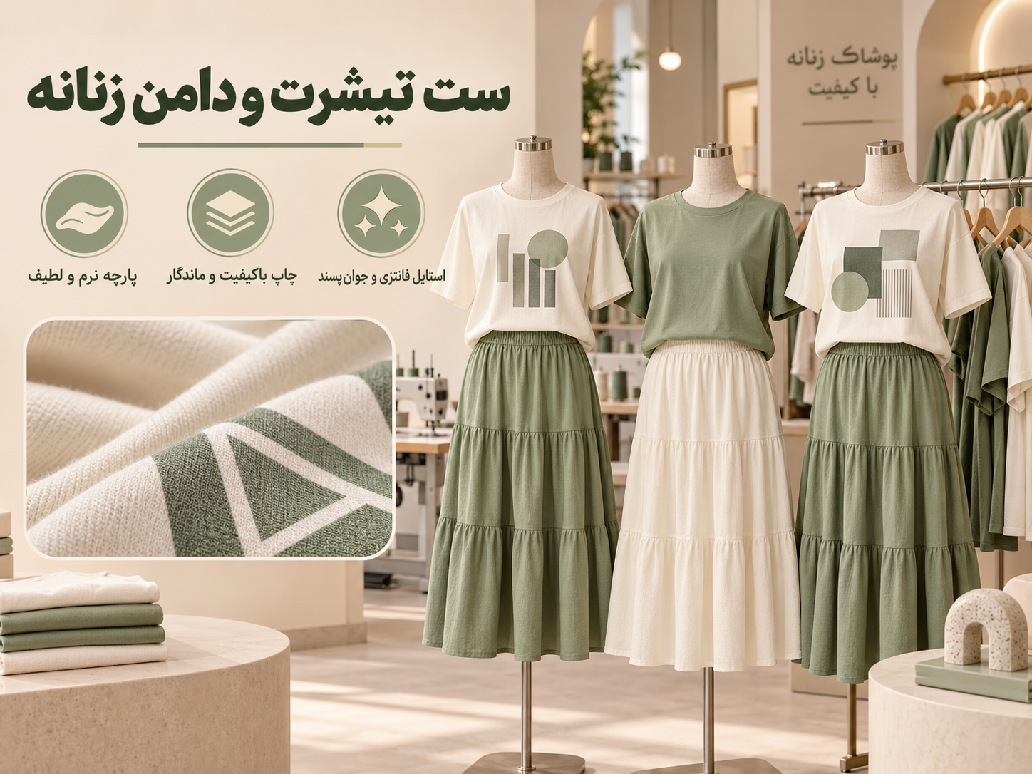 تولیدکننده لباس راحتی زنانه در قزوین ست تیشترت و دامن