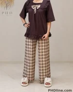 ست تیشرت شلوار Brown bow tie
