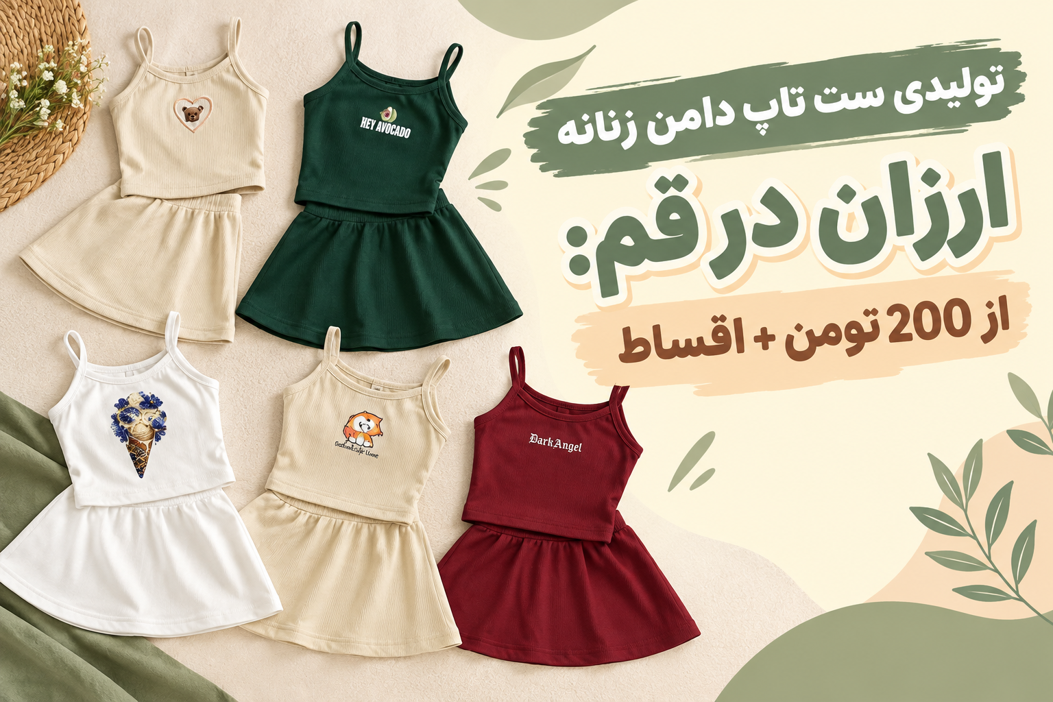 تولیدی ست تاپ شلوار زنانه ارزان در قم