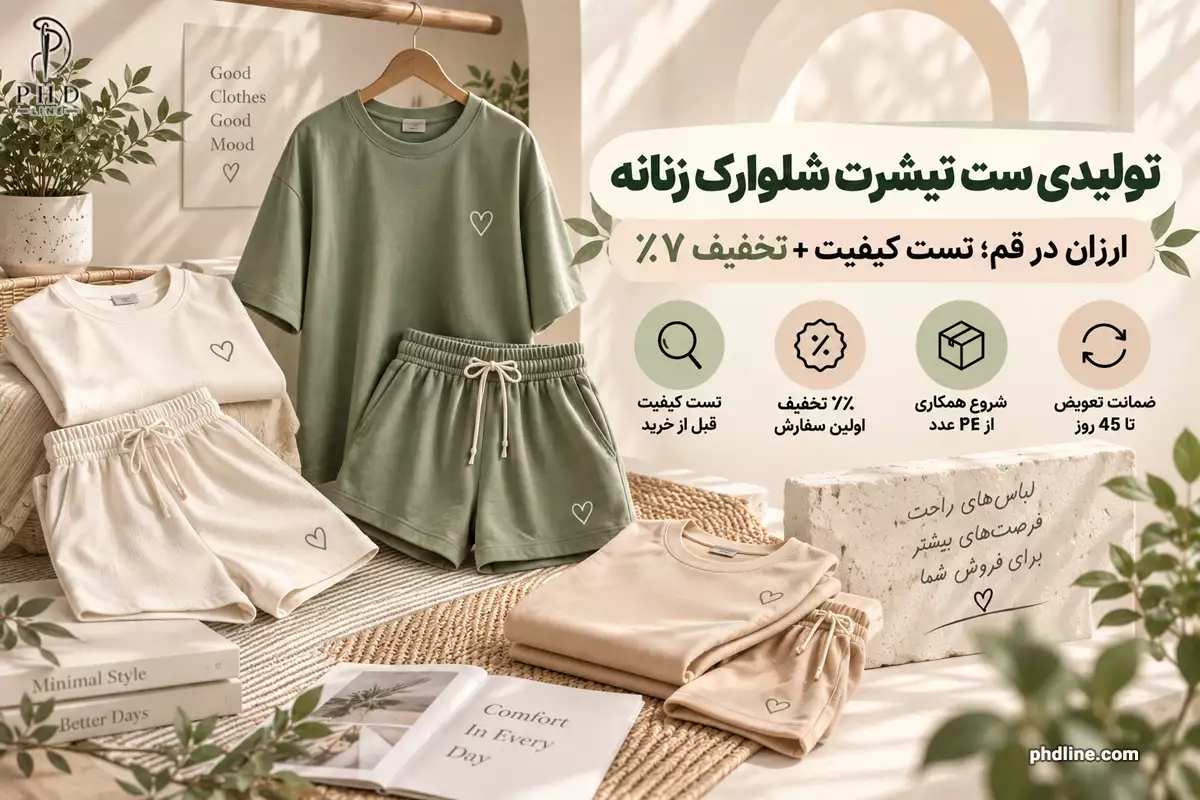 تولیدی ست تیشرت شلوارک زنانه ارزان در قم